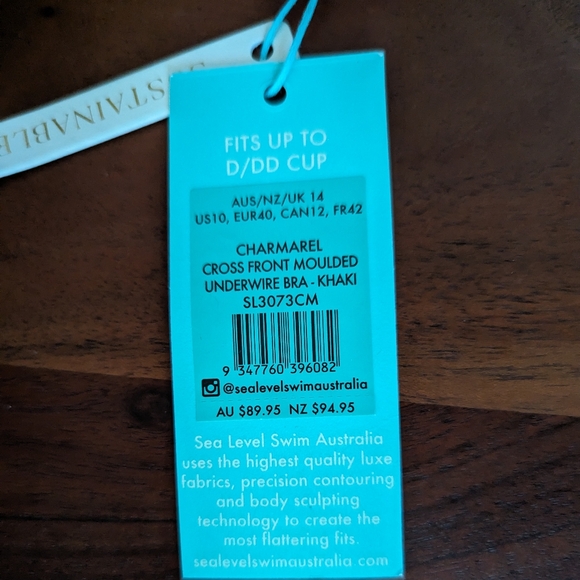 Sea Level Chamarel Cross Front Moulded Underwire D-DD Cup Bikini Top - Picture 4 of 10